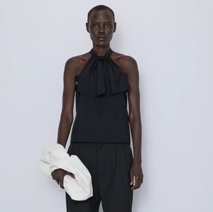 Zara new Tied poplin top